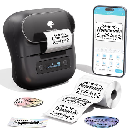 Phomemo M220 Thermal Label Printer, 203 x 203 DPI, Monochrome, Bluetooth & USB Connectivity, Portable Thermal Printer