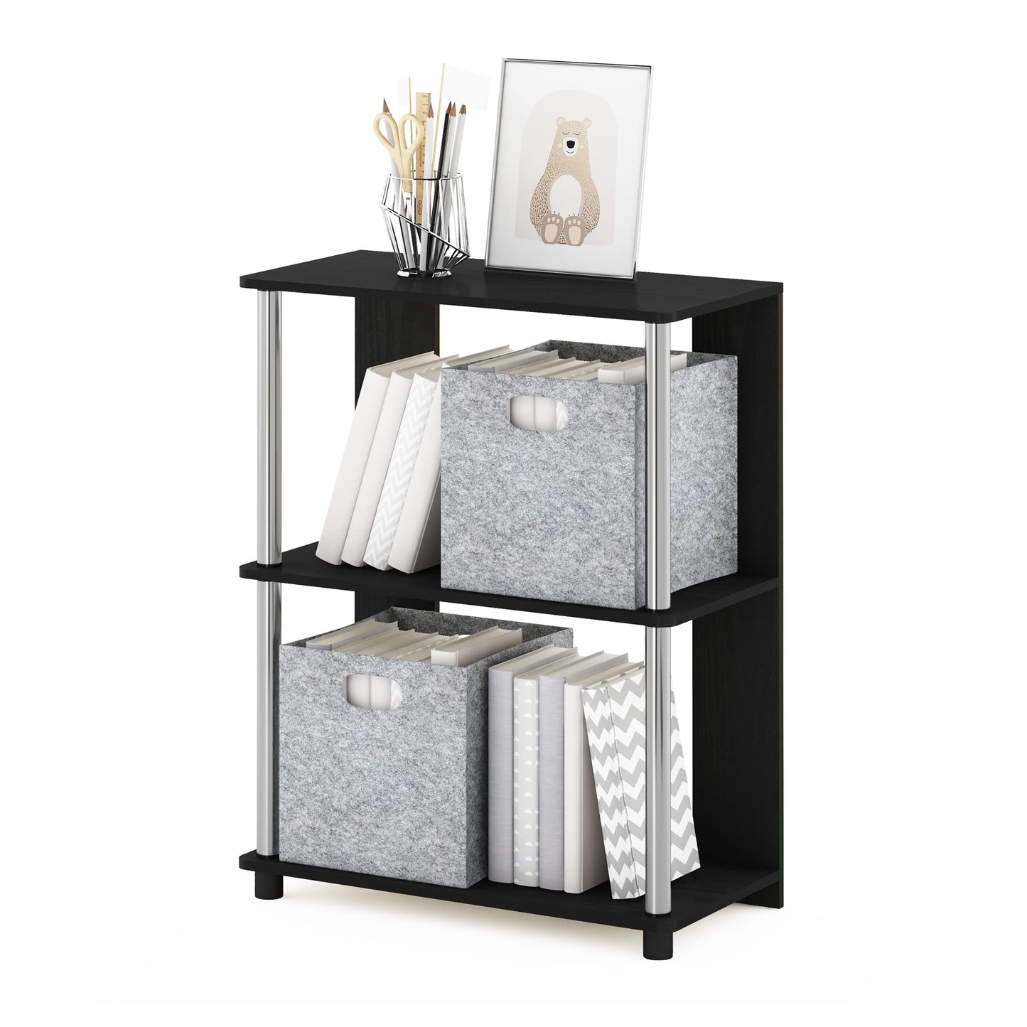 Furinno 3-Tier 15070AMSS Floor Mount Bookcase 11.6" D x 23.6" W x 29.8" H