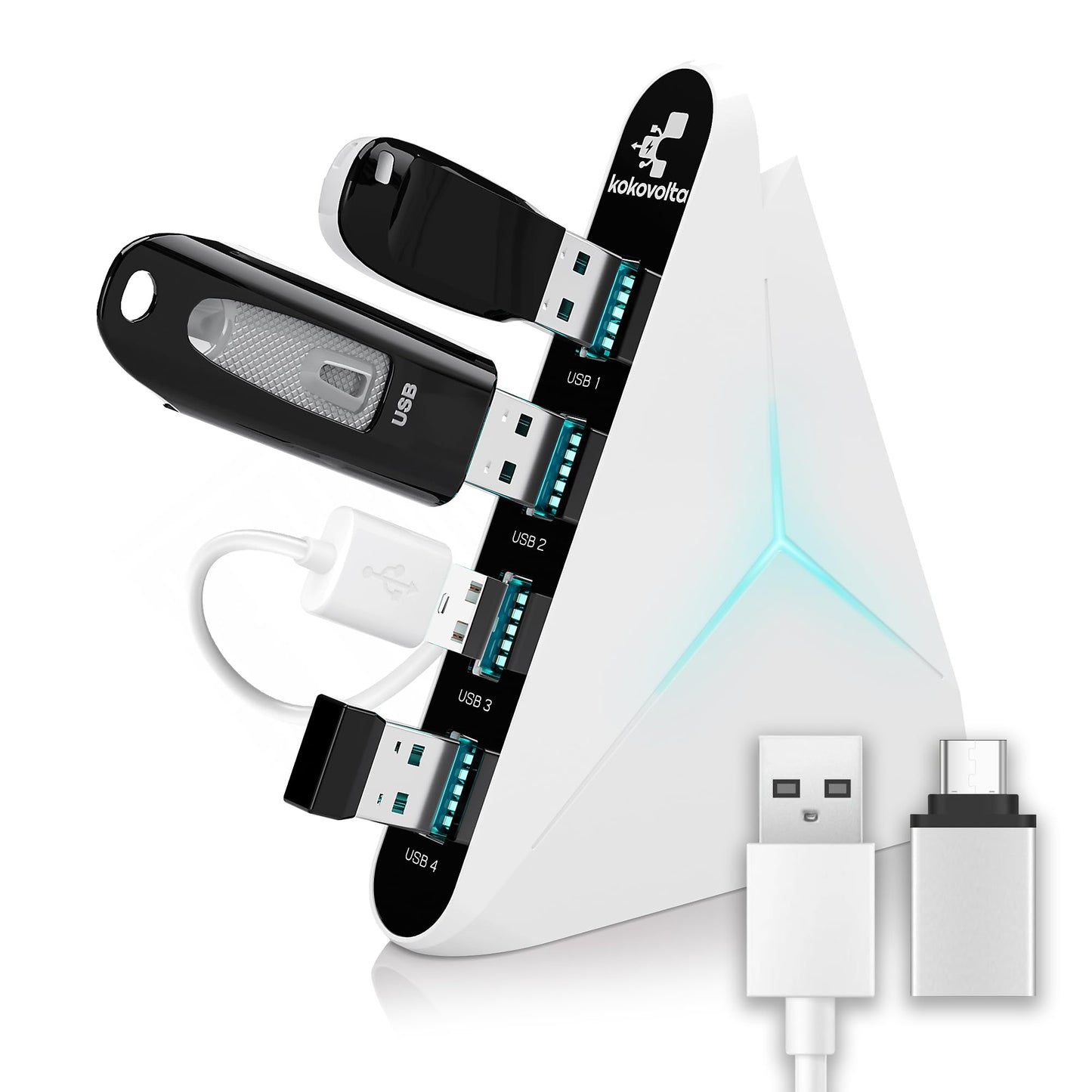 Kokovolta 4-Port H3002 USB Hub USB 3.0 5Gbps White Networking Hub