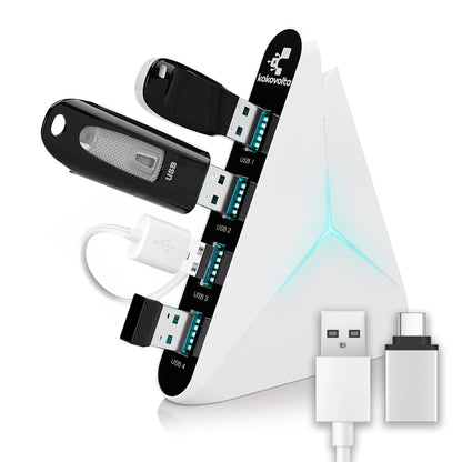 Kokovolta 4-Port H3002 USB Hub USB 3.0 5Gbps White Networking Hub
