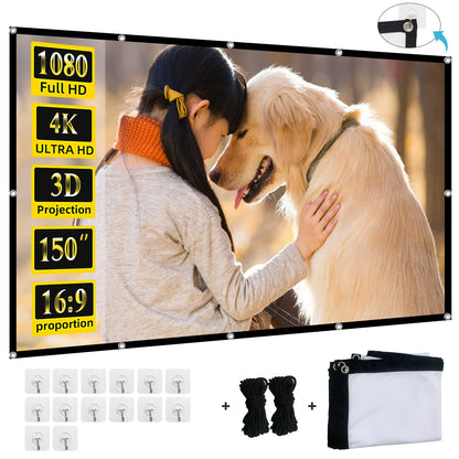 XINLEMY 150inches 4K 16:9 Projection Screen Polyester Matte