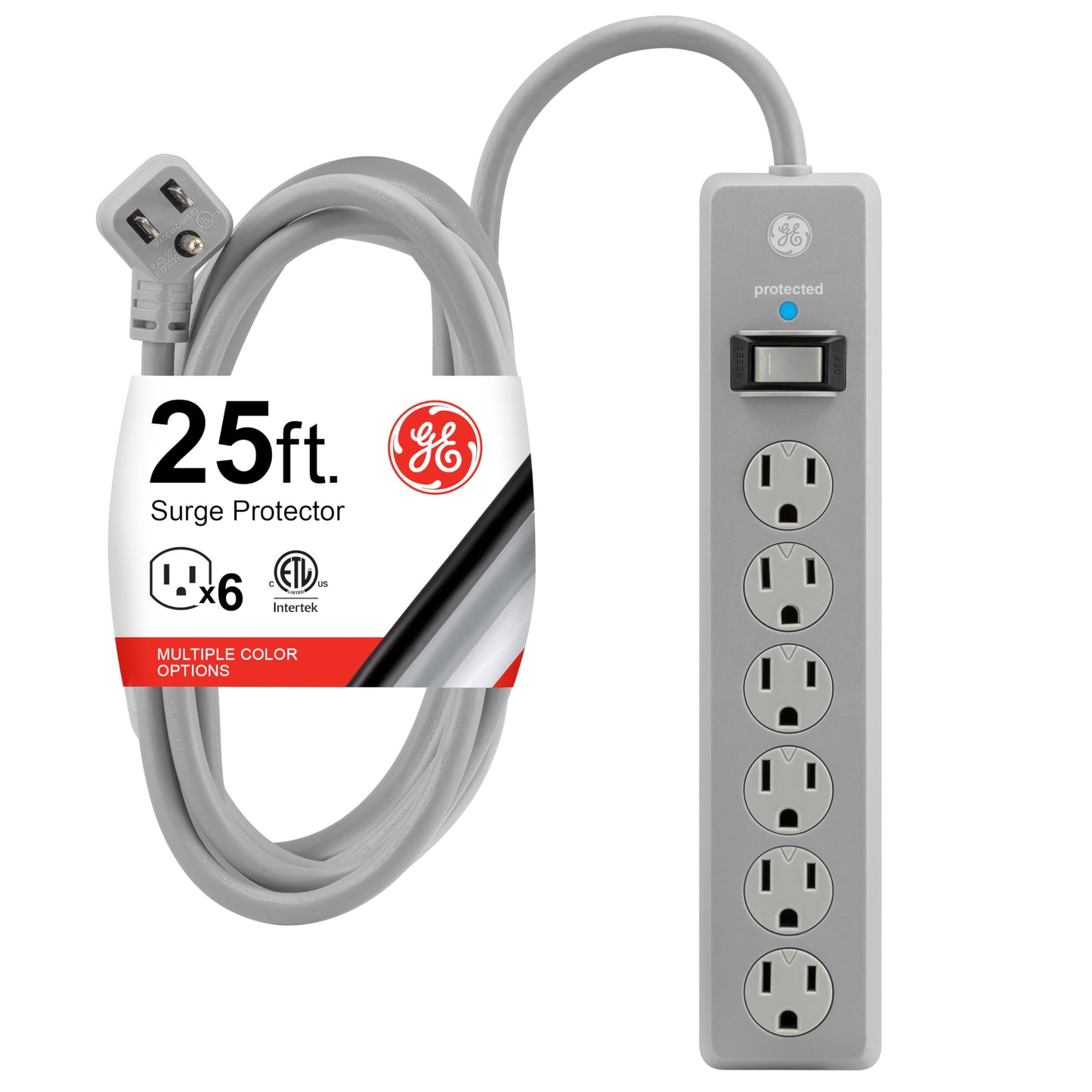 GE 6 Outlets 25 Ft Surge Protector Power Strip 800 Joules Type B Model DFTQ-R197