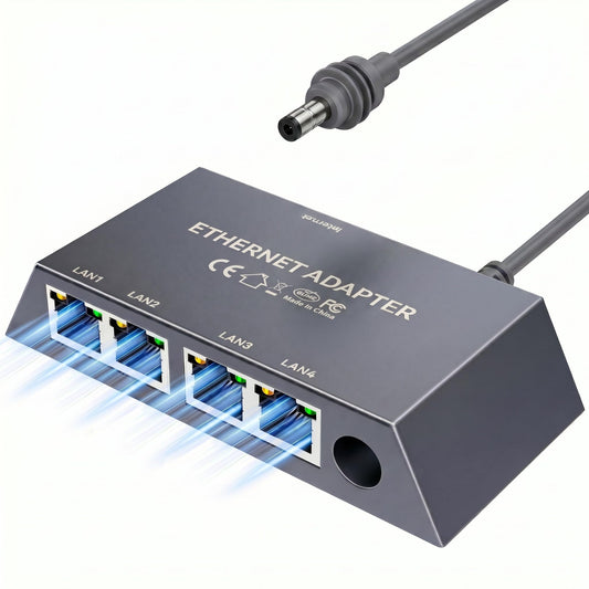 Zocbems 4-Port Gigabit Ethernet Adapter ZCB-E4PORT Ethernet Network Hub Splitter