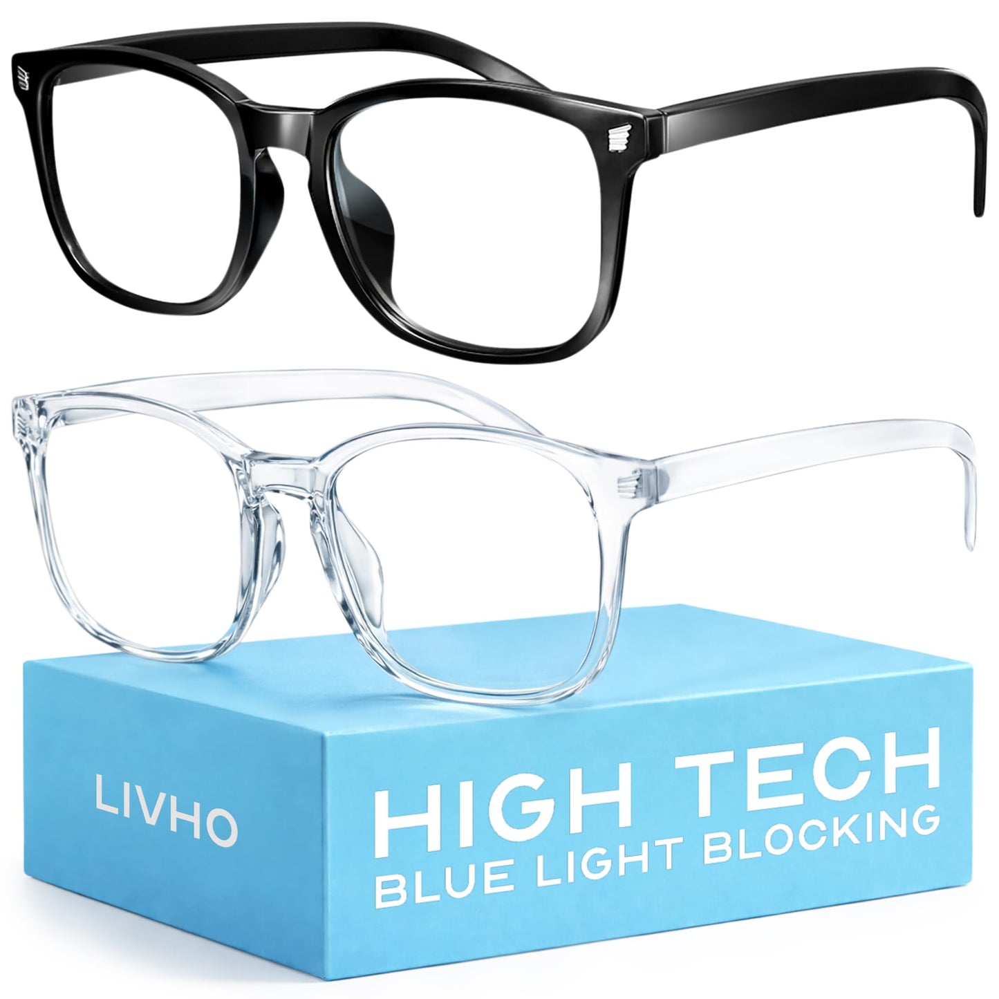 livho 52mm 14mm 42mm TR90 Prescription Eyewear Frames Full Rim Medium Black-Clear