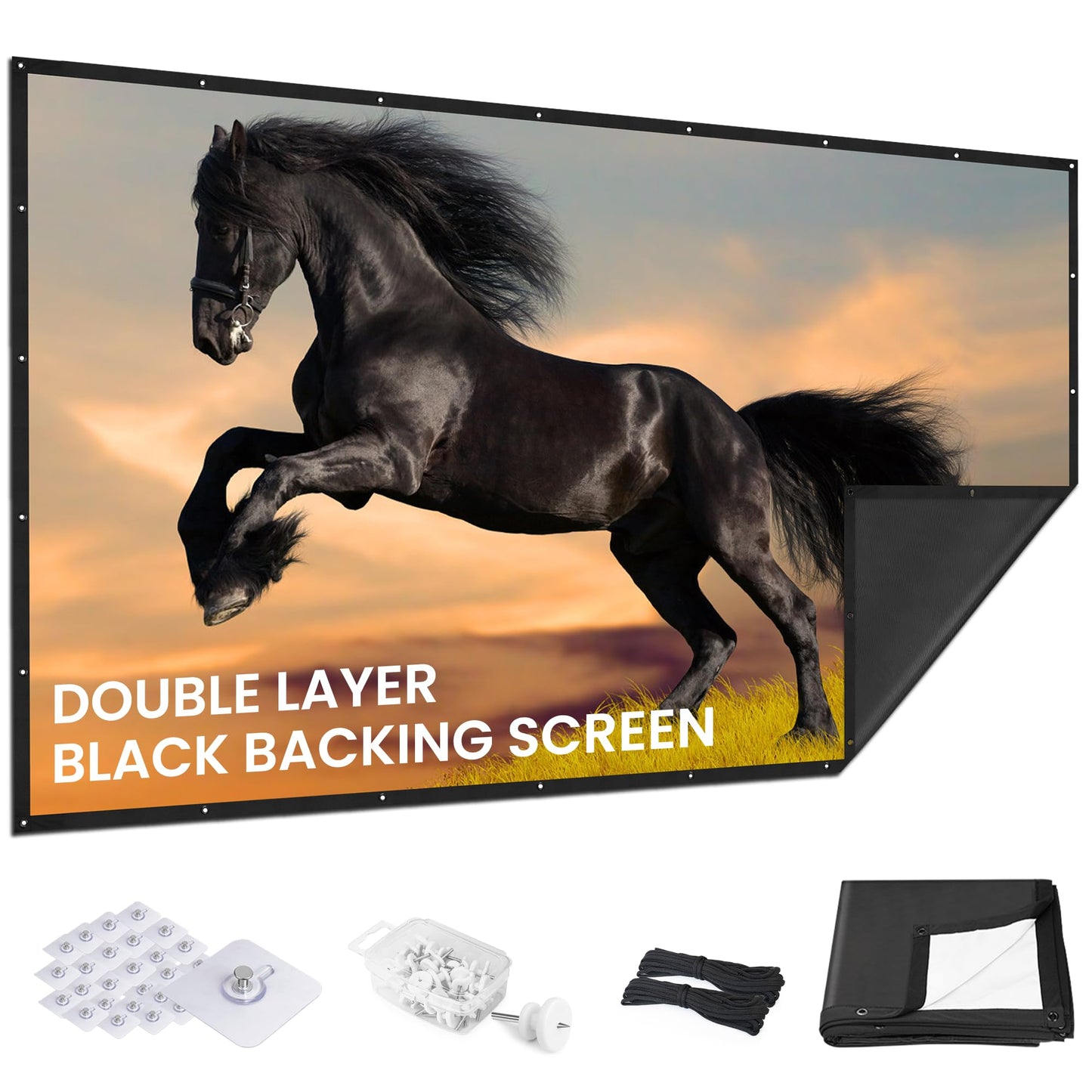 Iolieo 120 inch 16:9 Projector Screen Matte Polyester Wall Mount