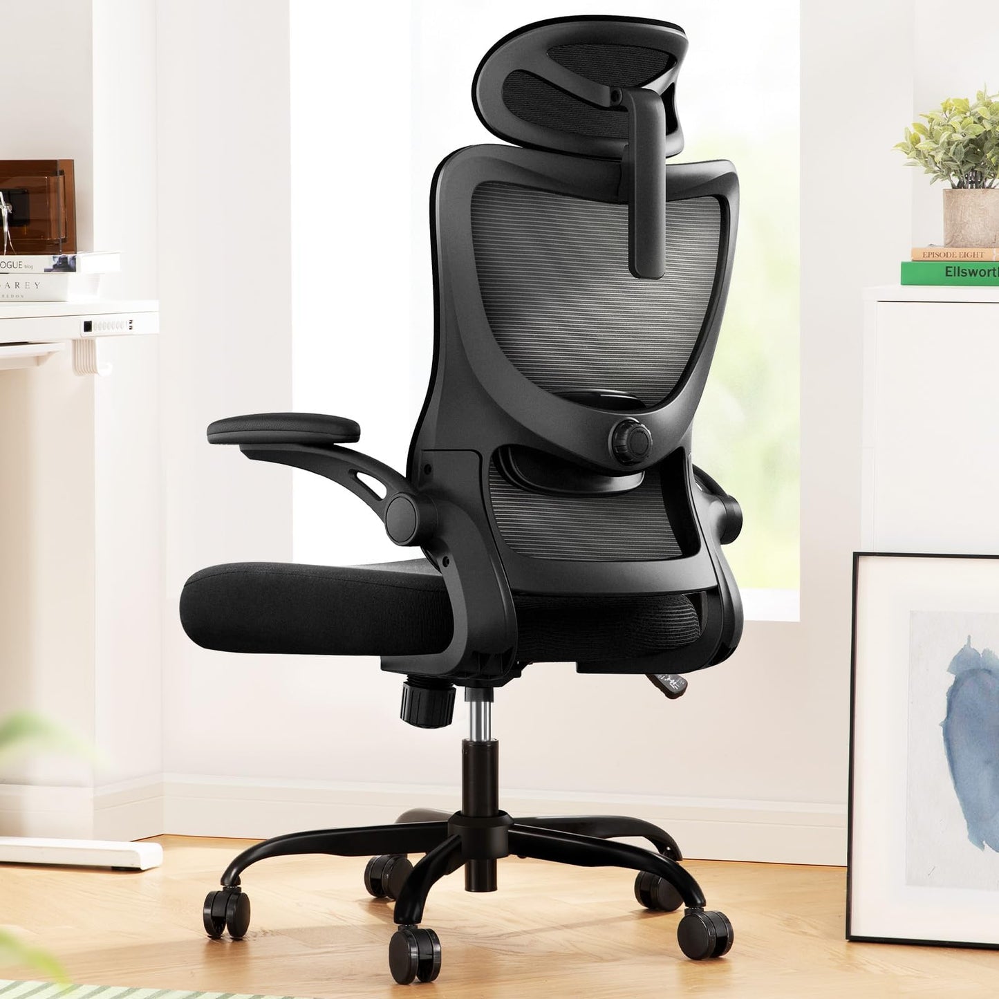 Marsail Office Chair RM-MSOC10B Adjustable Mesh Back with Armrests and Headrest