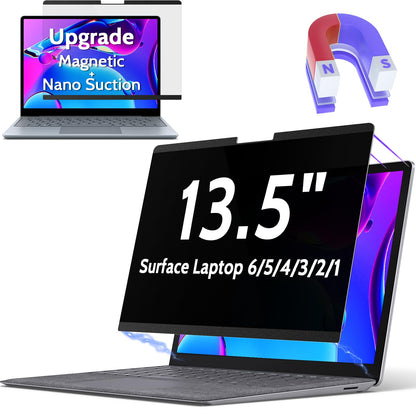 Peslv 13.5 Inch Magnetic Privacy Screen Filter for Microsoft Surface Laptop 1/2/3/4/5/6, Anti-Glare, Matte Finish, Scratch Resistant, Removable