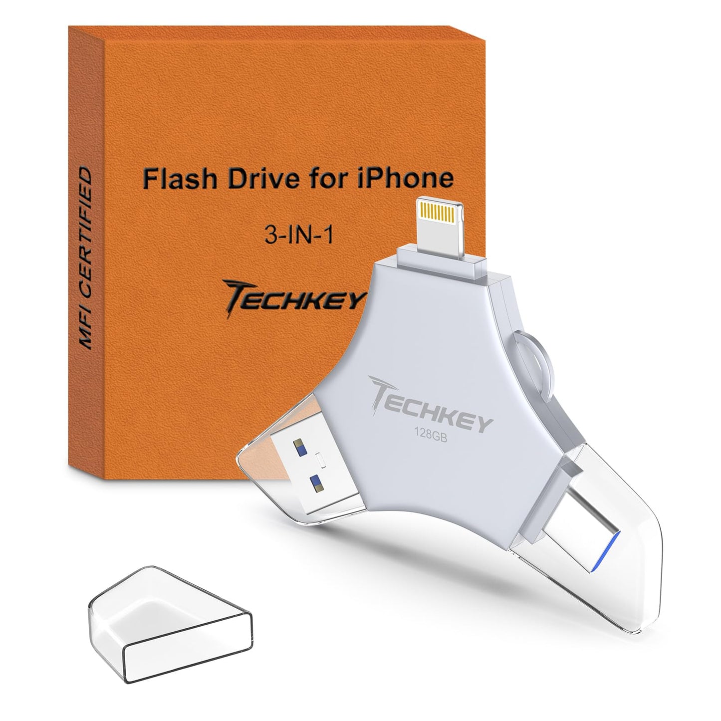 Techkey 128GB MFi Certified USB 3.0 Flash Drive