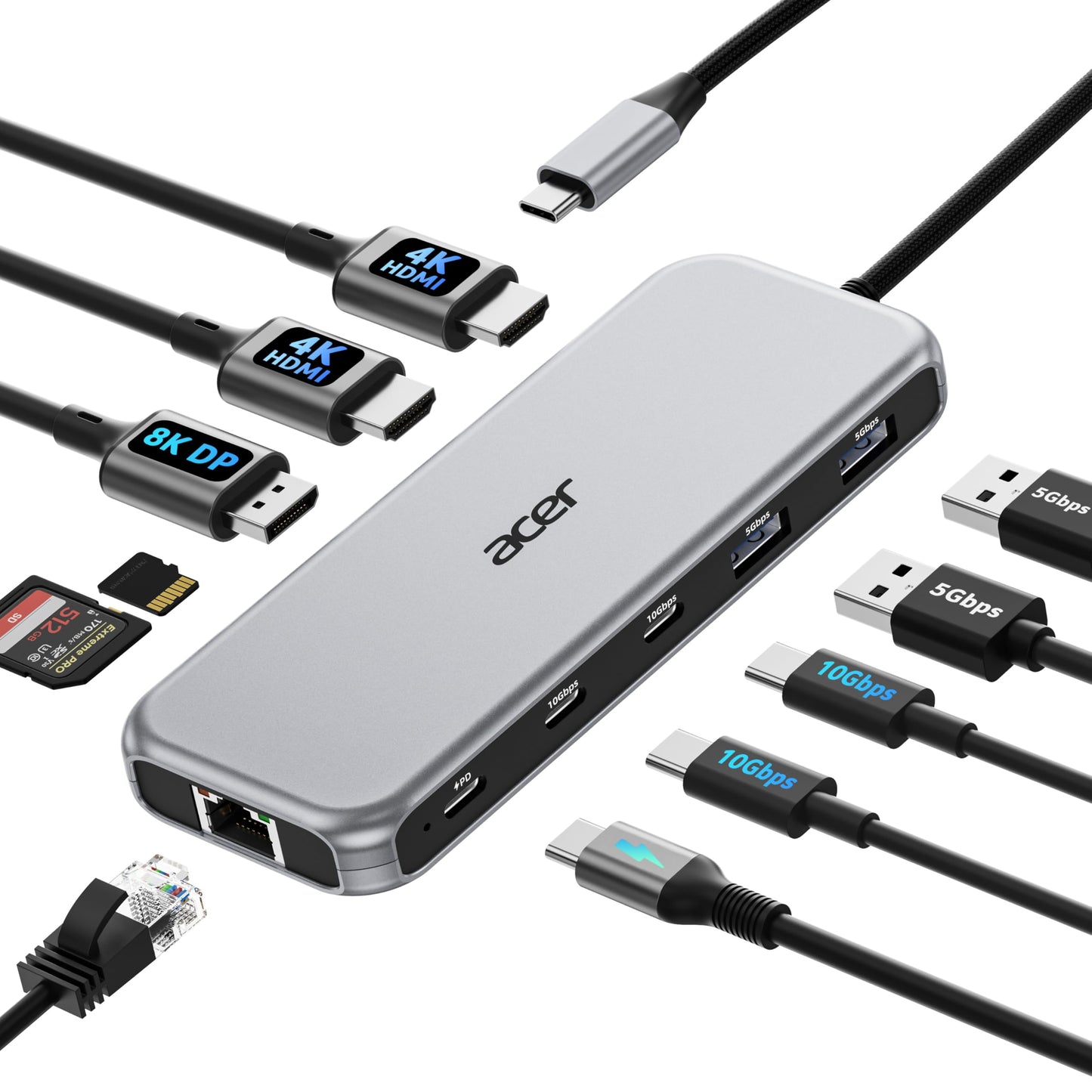 Acer 11 Port ODK5A0 8K DP 4K@60Hz USB Docking Station