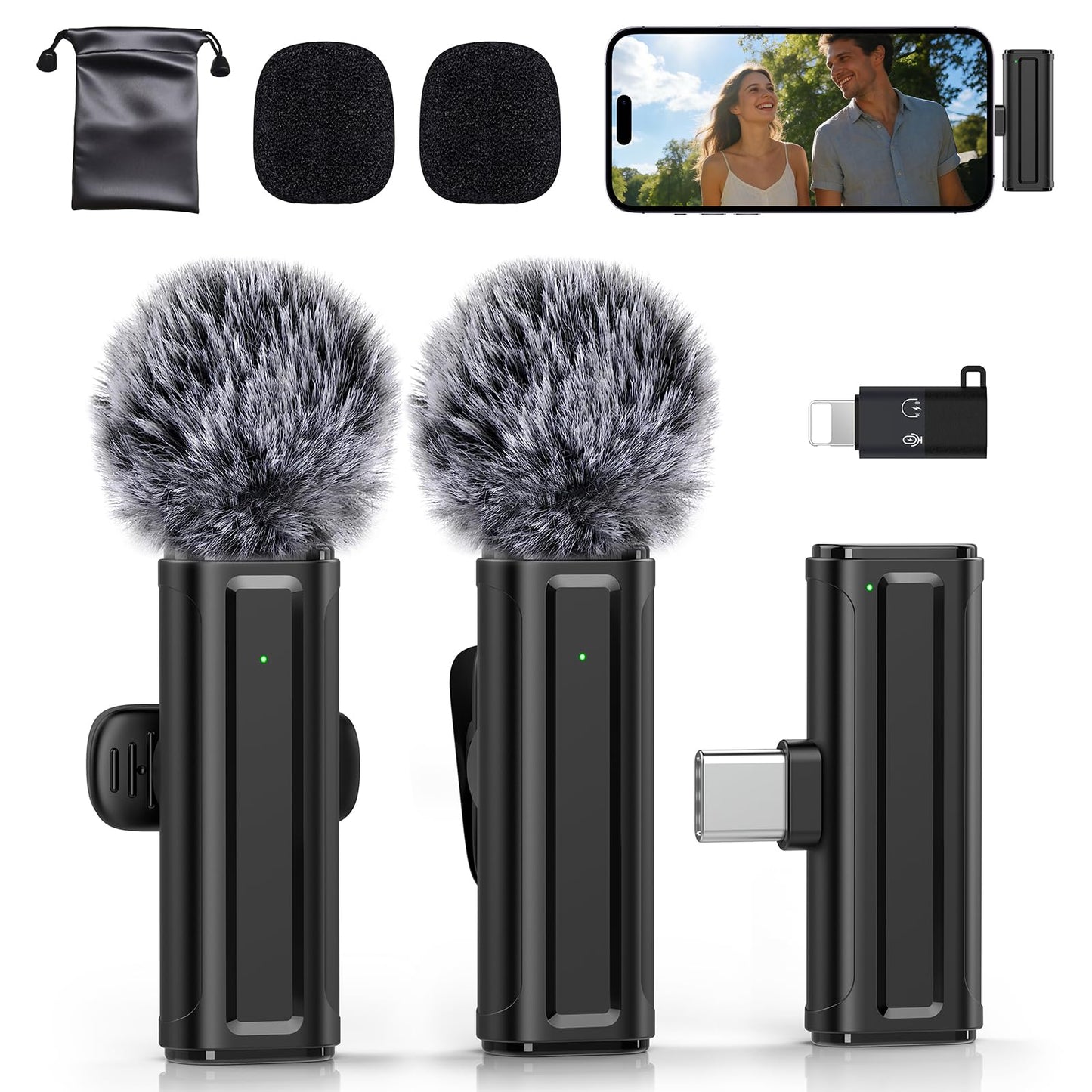 Pufazest Wireless Lavalier Microphone J23 32 kHz 2 Channels Omnidirectional