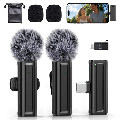 Pufazest Wireless Lavalier Microphone J23 32 kHz 2 Channels Omnidirectional