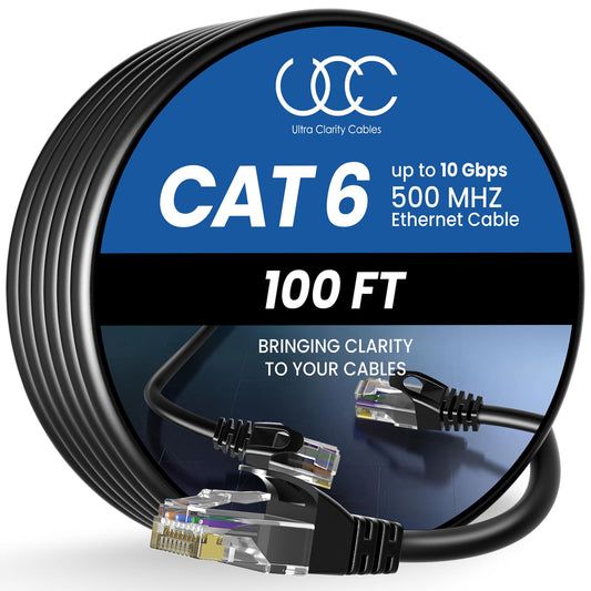 Ultra Clarity Cables 100 Feet Cat 6 Ethernet Cable UC098 10 Gbps 500 MHz Male-to-Female