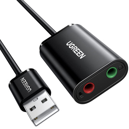 UGREEN USB to Audio Jack Sound Card Adapter 30724 USB Stereo Sound Card PC PS4 5 1 Dual 3.5mm