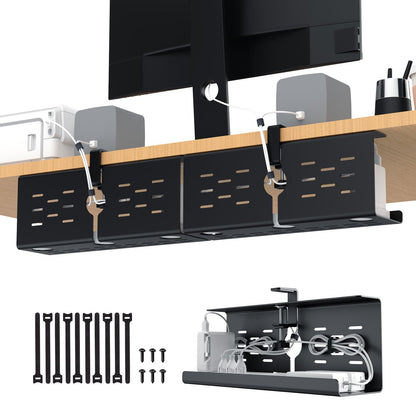 KEEGH 16" L x 4.5" W x 6" H Desk Cable Management Tray, Mounting Options, Black