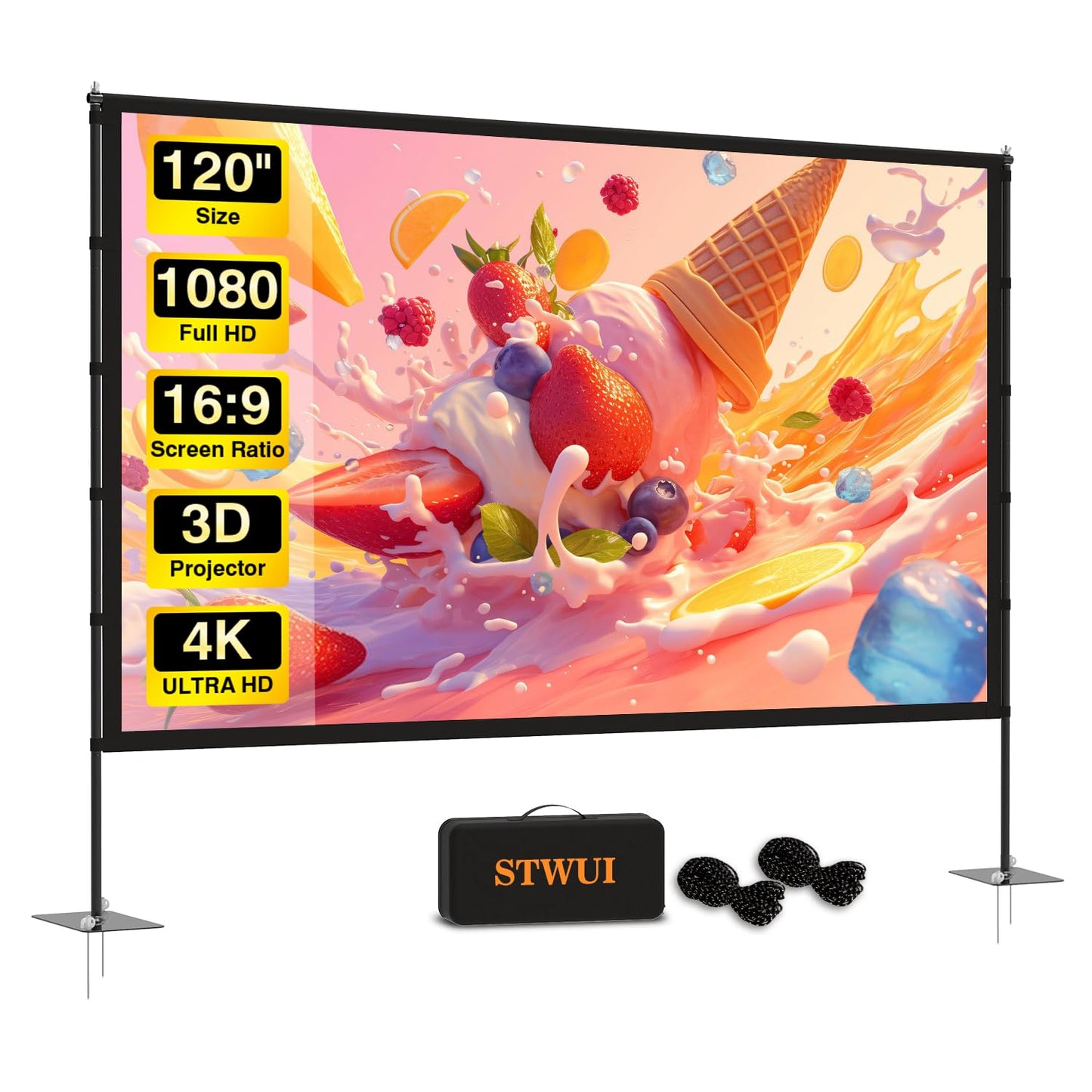 STWUI 120 inch STWUI PS120 4K HD 16:9 Floor Mount Projector Screen