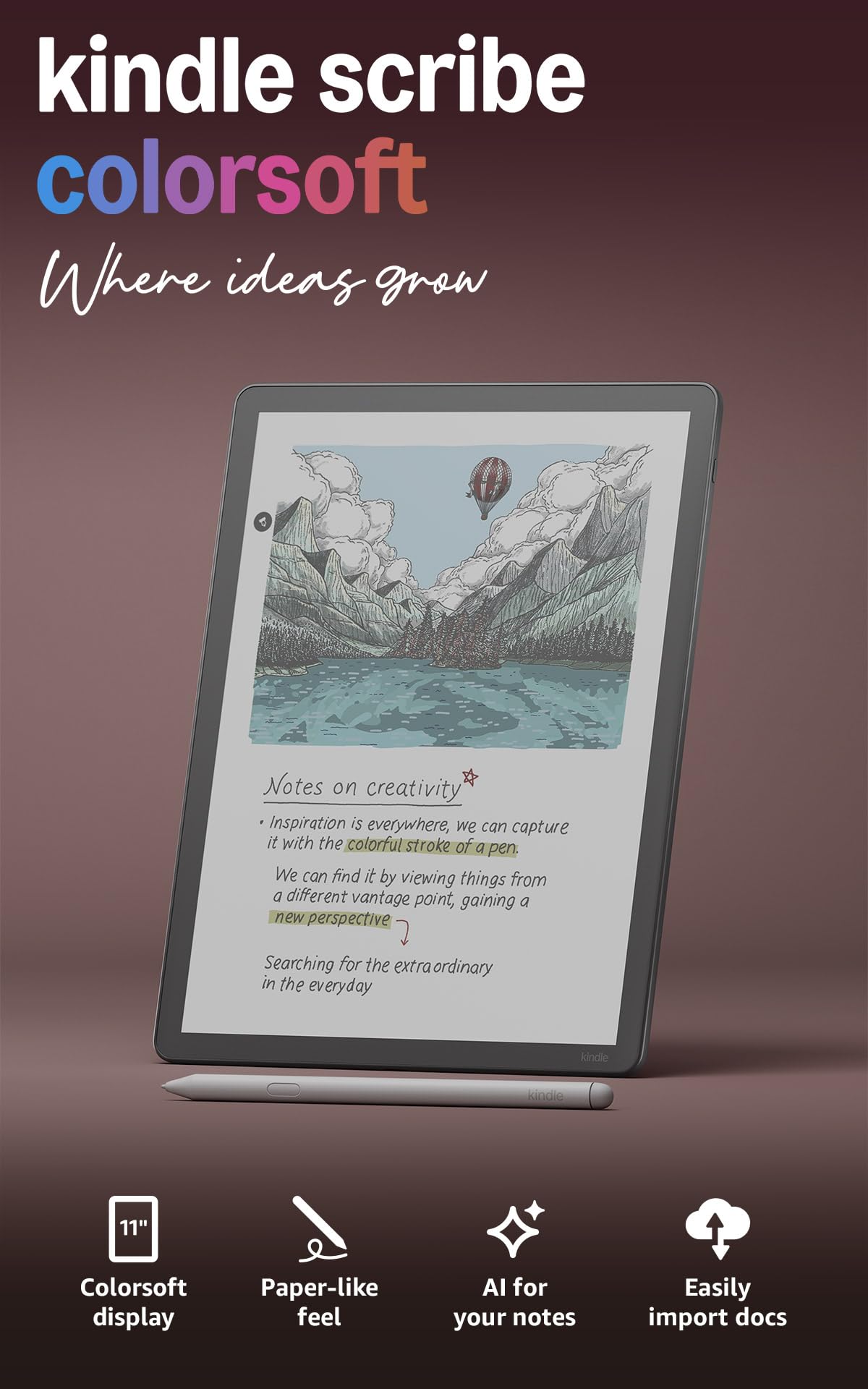 Amazon Kindle Scribe 11" Colorsoft 64GB Front Light