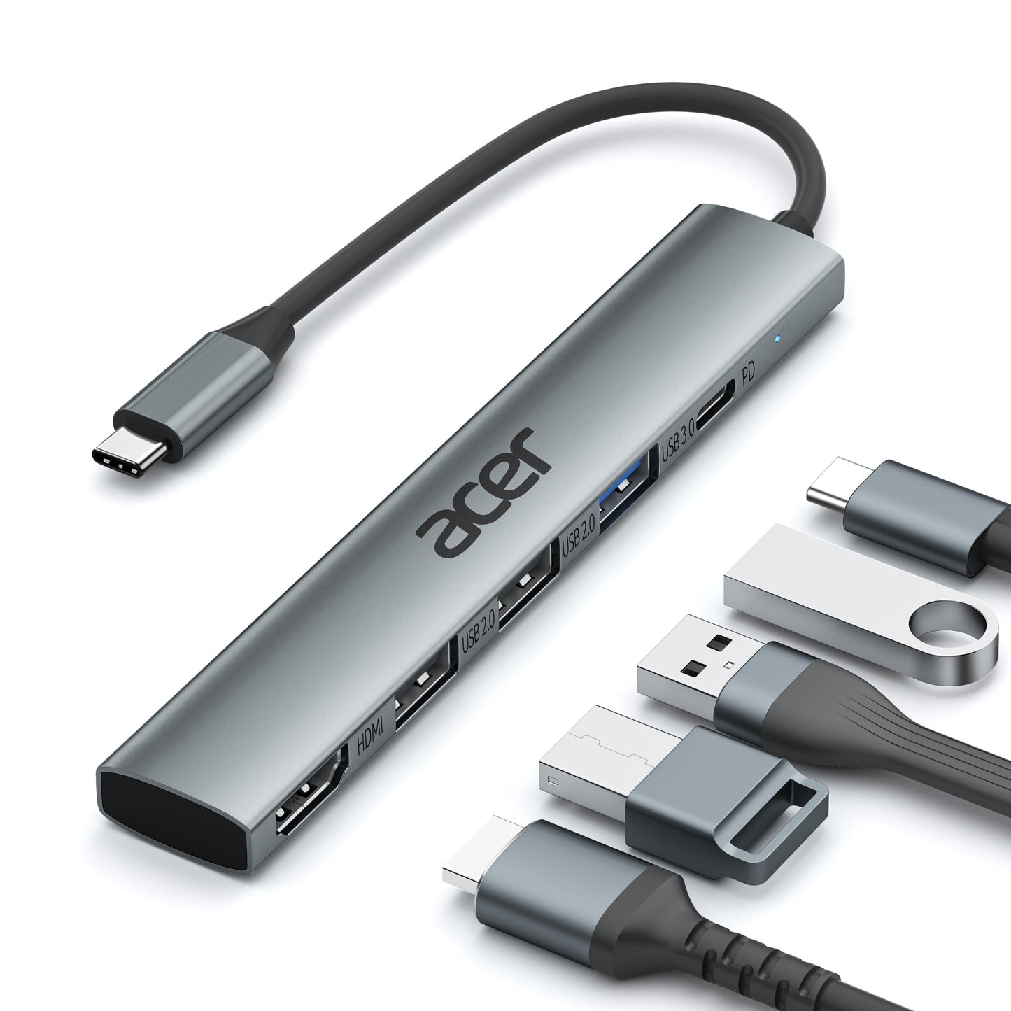 Acer 5 in 1 USB Type C Hub ODK4C0 with HDMI, 100W Power Delivery, 5 Ports