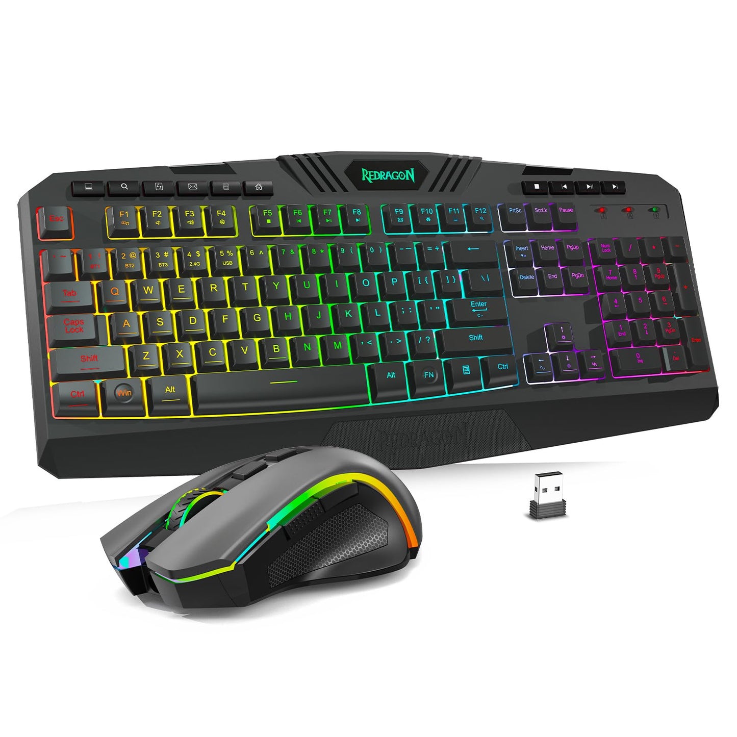 Redragon S101MKS 2.4G Bluetooth Wired Ergonomic Keyboard and Mouse QWERTY Black-New