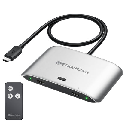 Cable Matters 201352 USB4 Switch with Thunderbolt 4 Support, 20Gbps Data Transfer, 8K@30Hz Resolution, 140W Power Delivery, 3 Ports, Silver
