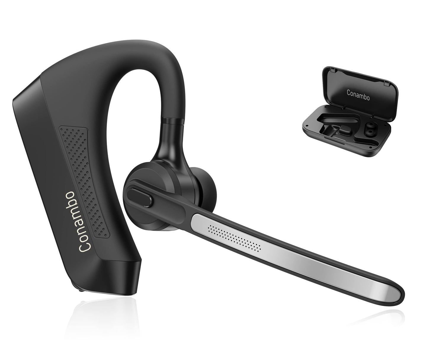 Conambo Bluetooth Headset K21 V5.1, Single Ear Wireless Earpiece with Dual Microphone Noise Cancellation, 16 Hours Talk Time, Compatible with iOS and Android