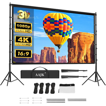 AAJK 150 inch-pro Projection Screen 4K HD Matte Manual Freestanding Polyester