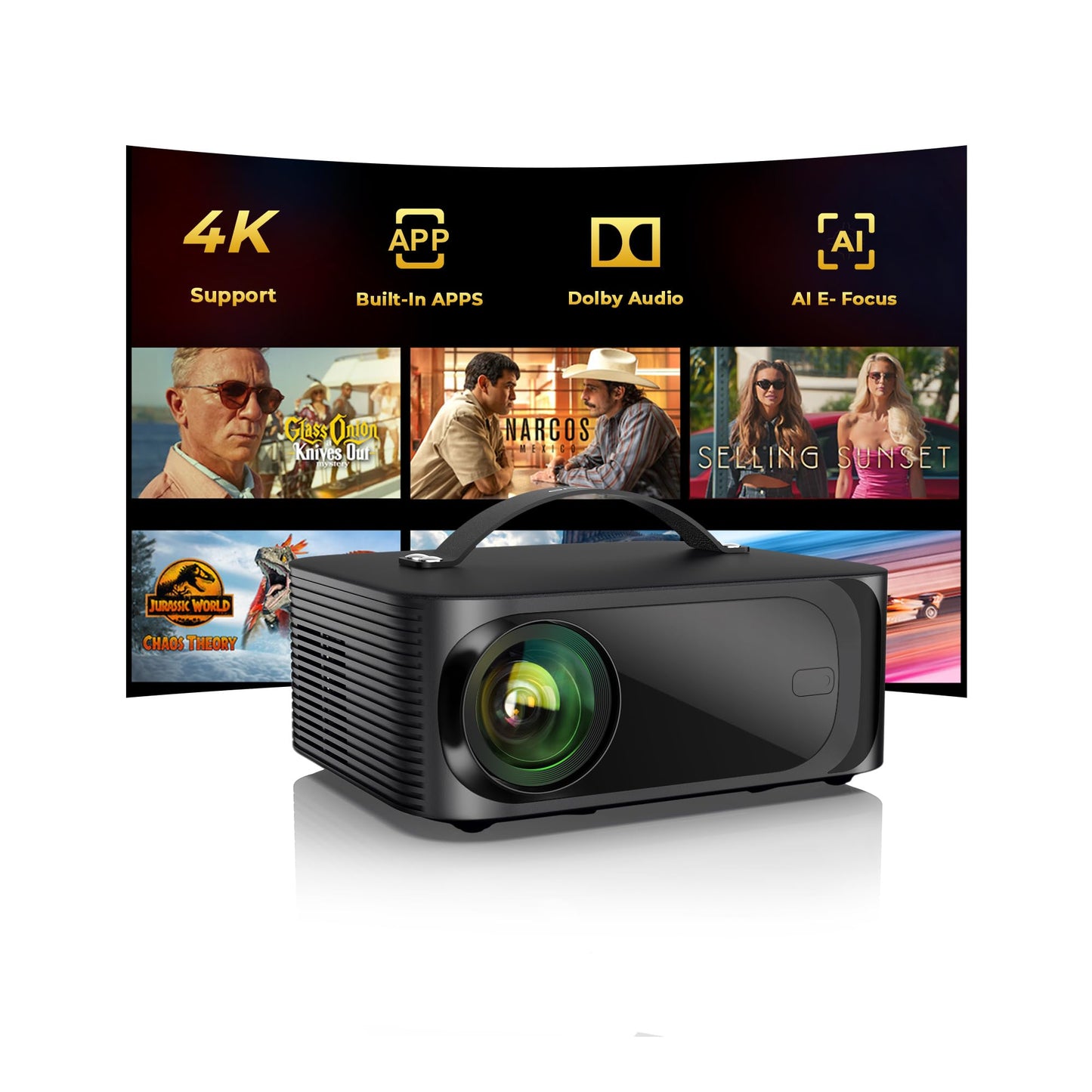 ONOAYO 4K Portable Projector Model ONO3 Pro 1920x1080 Display LCD