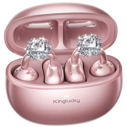 Kinglucky Clip-On Open Ear Earbuds A8 Bluetooth 5.4 Wireless 40 Hours Playtime