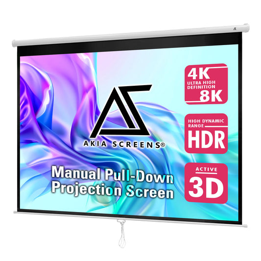 Akia Screens 100-Inch Manual Pull-Down Projector Screen AK-M100V1