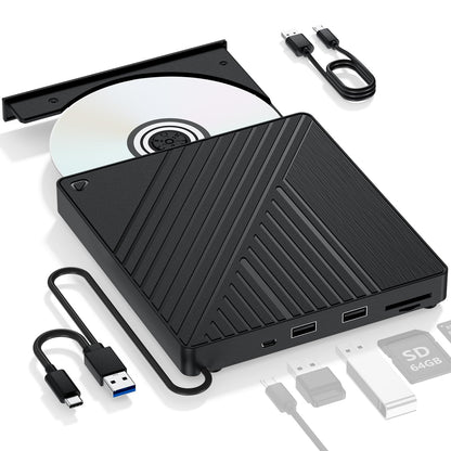 LLMHHKYK 5-in-1 External Blu-ray Drive BD051 USB 3.0 & Type-C Optical Drive