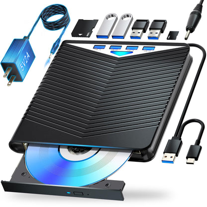 Dainty 7-in-1 External Blu-ray Drive BD-XL 100GB Compatible USB 3.0 Type-C with Hub Functionality