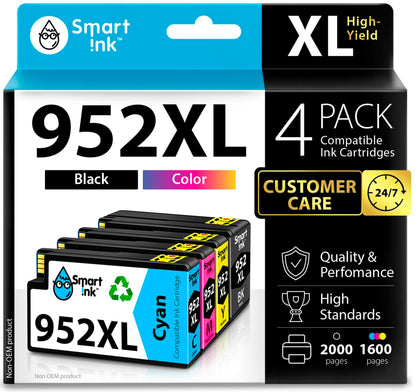 Smart Ink 952 952XL 4-Pack Inkjet Ink Water-Based Black/Cyan/Magenta/Yellow