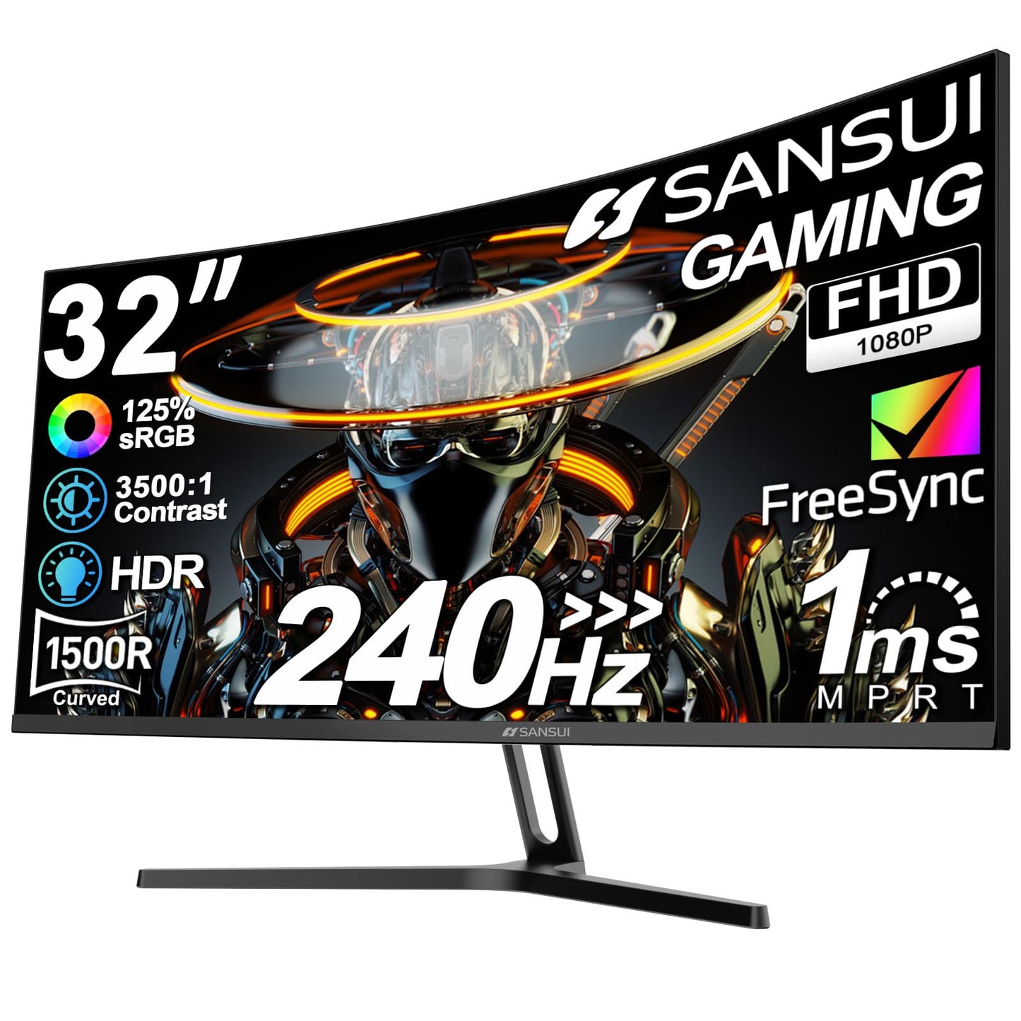 SANSUI 32 Inch ES-G32C1F FHD 1080p 240Hz LCD Monitor