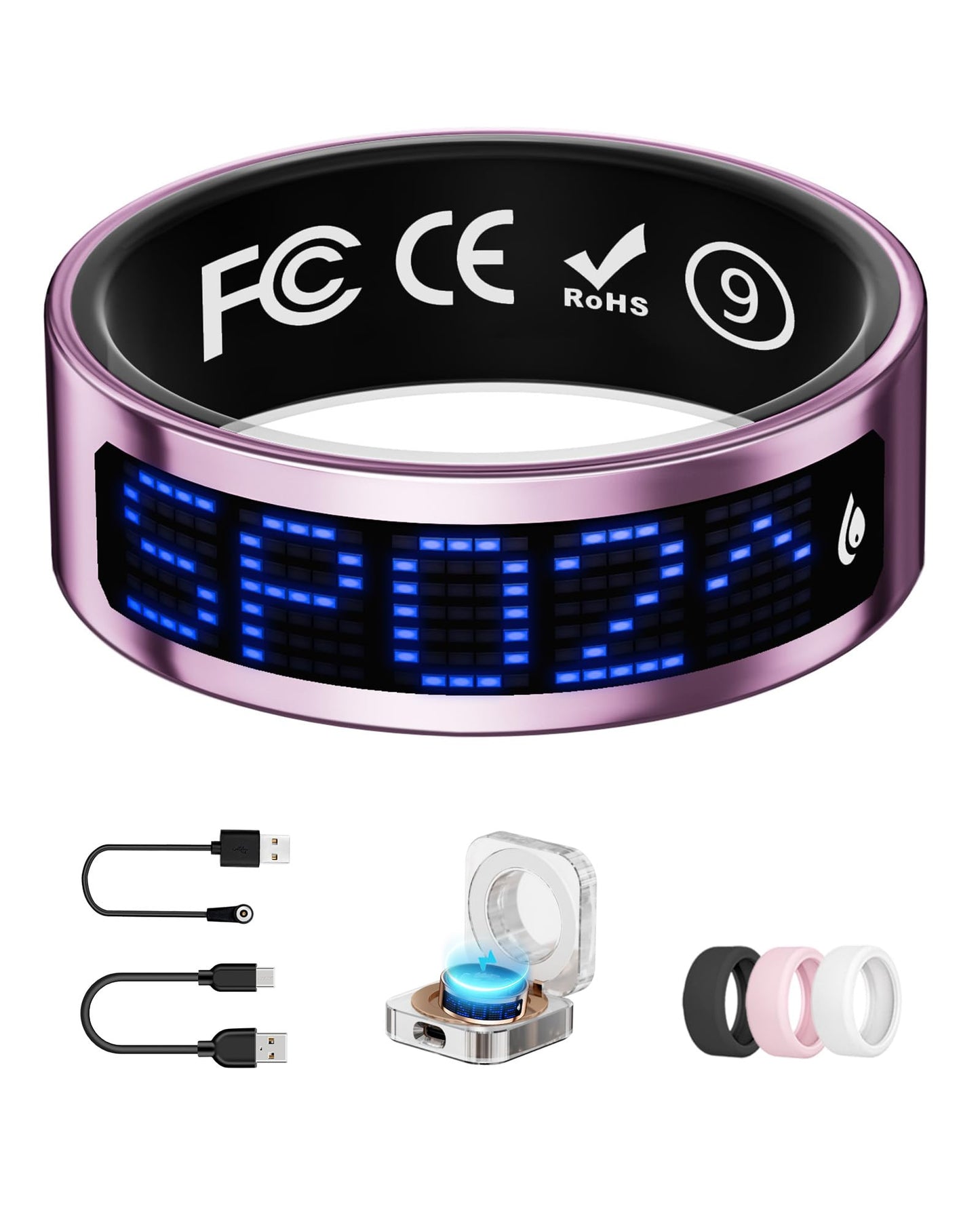 UniJethro Smart Ring 200mAh Lithium Polymer Heart Rate Monitor, Bluetooth Connectivity, Waterproof Fitness Tracker