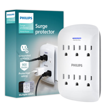 Philips 6-Outlet Extender Surge Protector, SPP3461WA/37