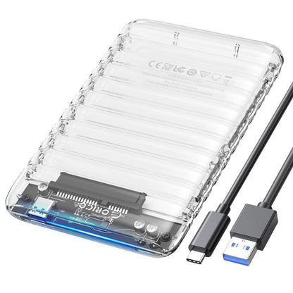 ORICO 2.5 Inch Hard Drive Enclosure USB 3.0 Type C Transparent Case for 6TB SATA SSD/HDD
