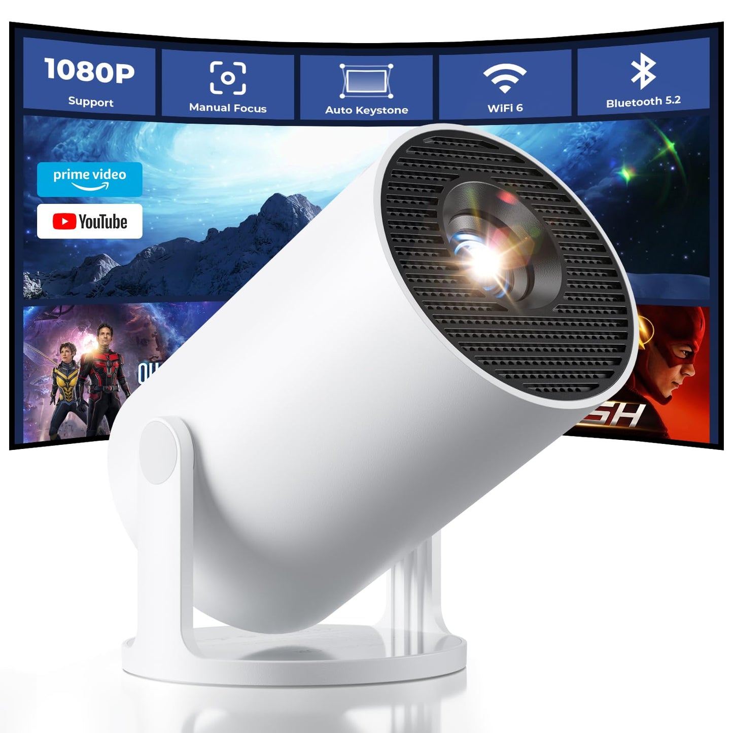 CLOKOWE Mini Projector Model HY300PRO+ 1280x720 500 Lumen LCD Portable