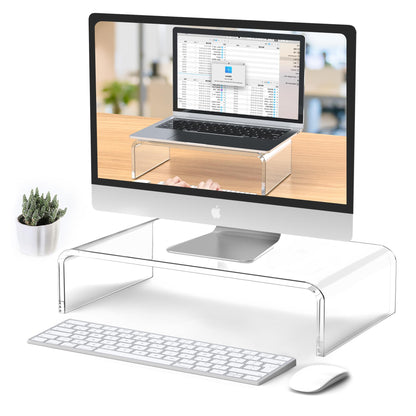 Beimu 12.5in Acrylic Monitor Stand 1 Tier Ergonomic Design