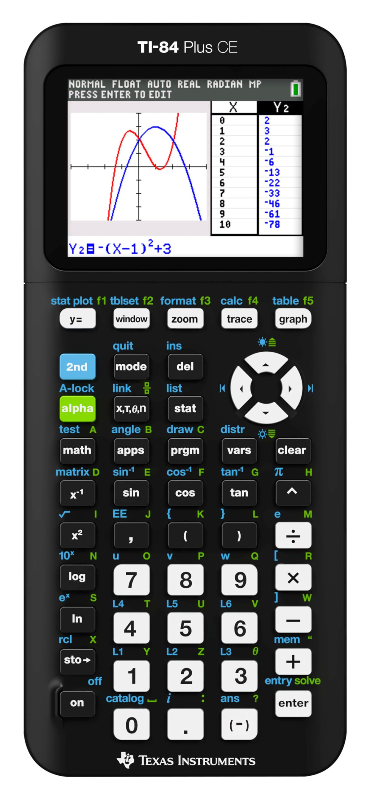 Texas Instruments 3.2 Inches TI-84 Plus CE Black Graphing Calculator Battery Powered LCD
