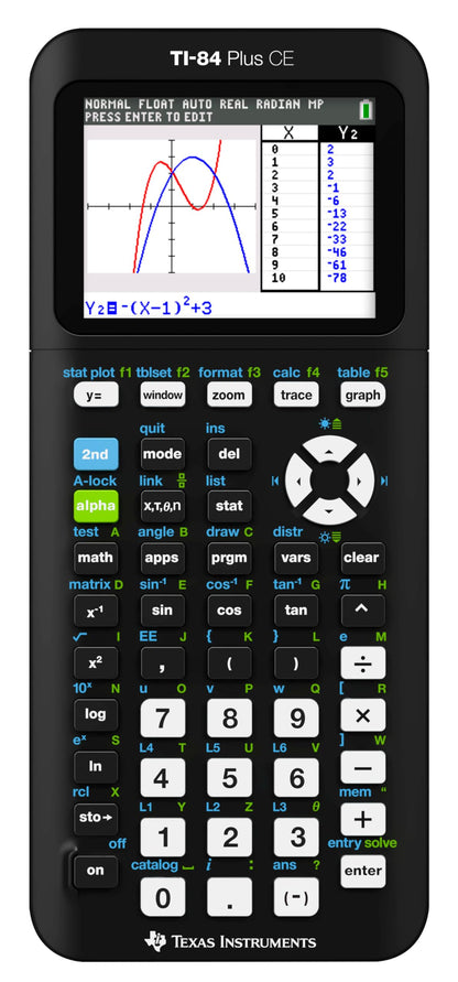 Texas Instruments 3.2 Inches TI-84 Plus CE Black Graphing Calculator Battery Powered LCD