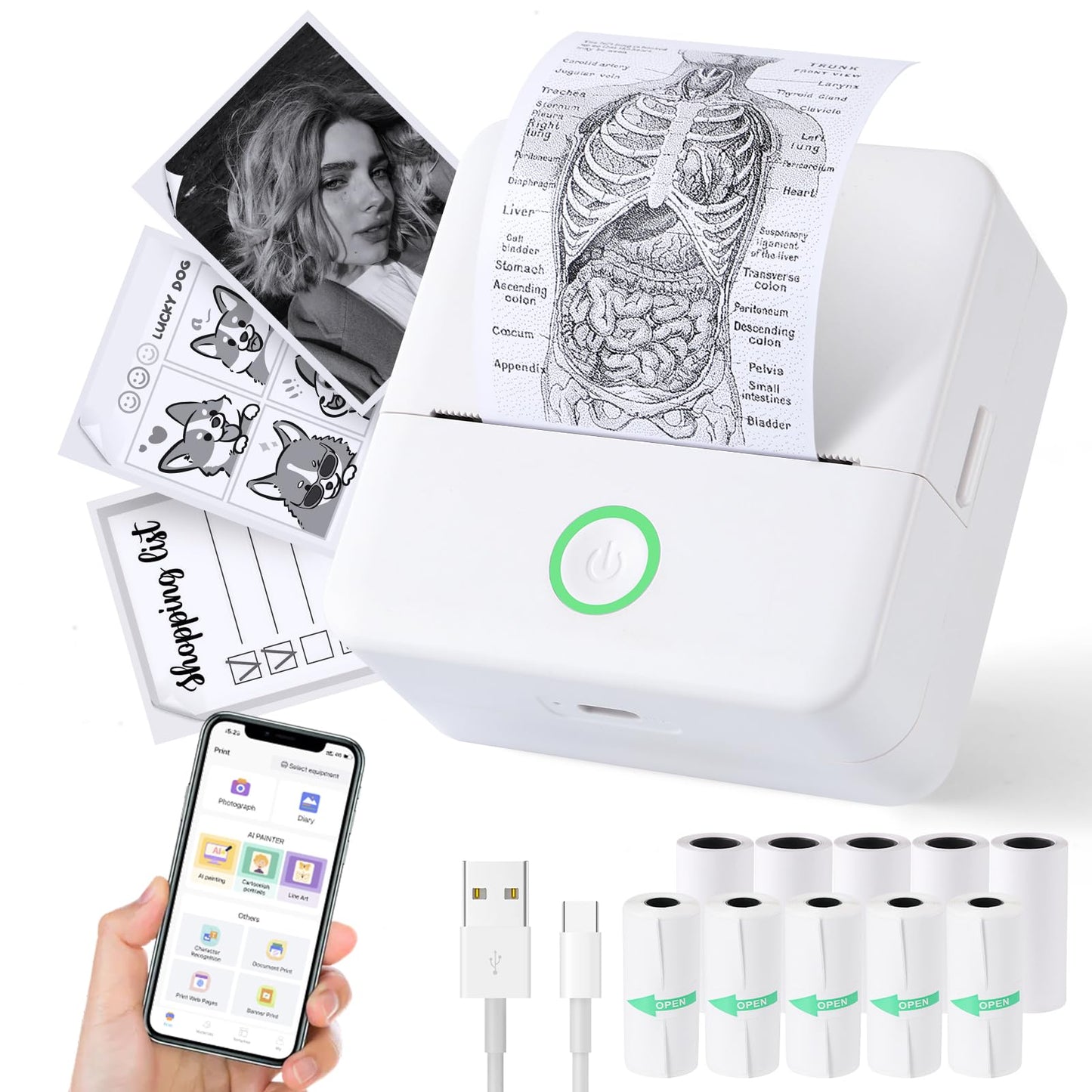 Cudinham 1.77" x 3.35" MP-01 200 DPI Thermal Portable Mini Printer