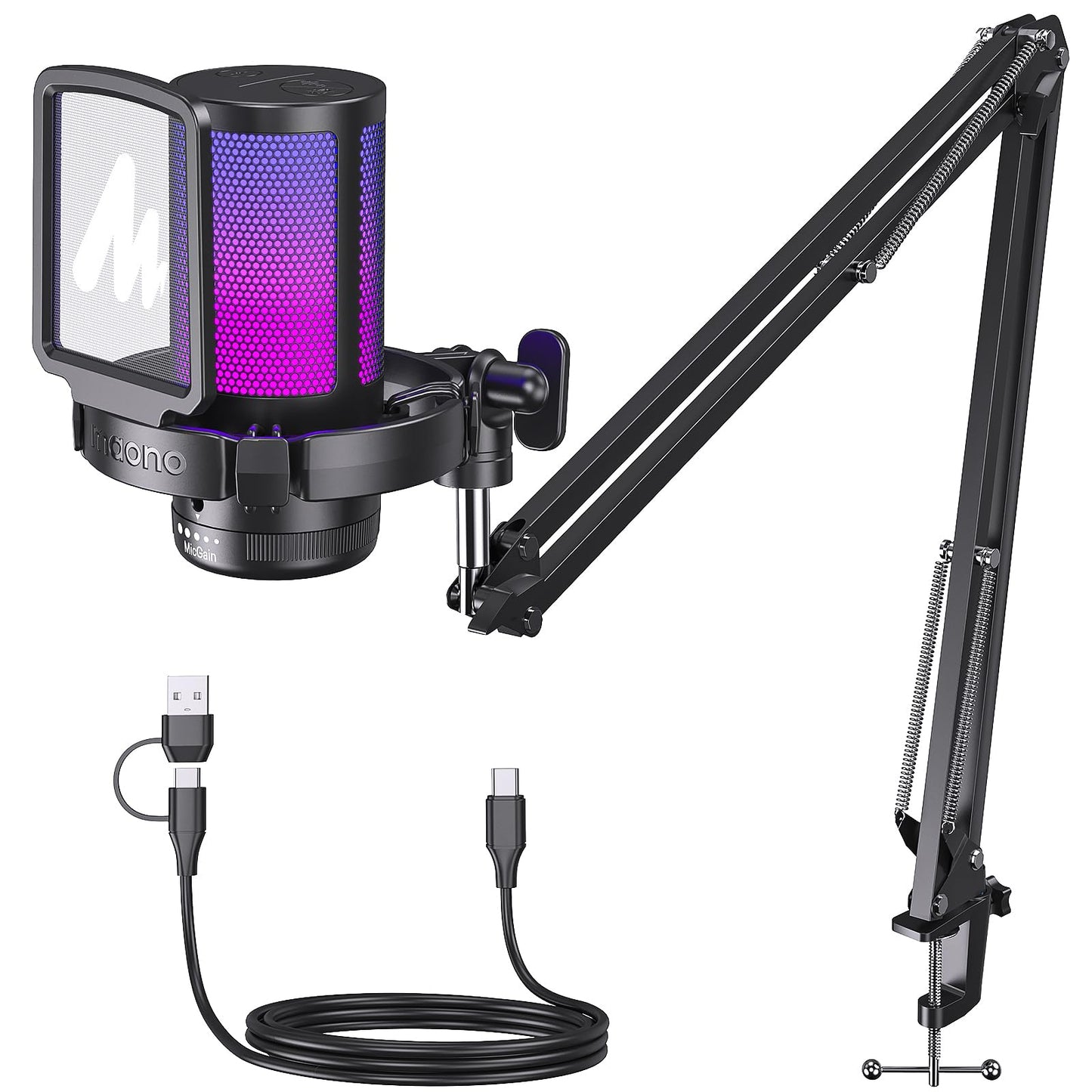 MAONO 16.57 x 3.86 x 6.38 inches DGM20S USB Type-C Condenser Microphone Plug and Play Unidirectional 24-Month