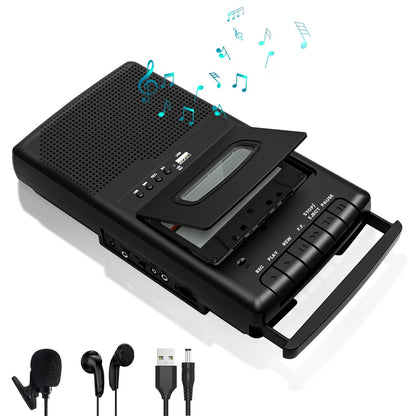 Mersoco 12.64 x 7.52 x 2.72 inches T300-m02 Portable Tape Recorder 3.5MM Headphone Jack