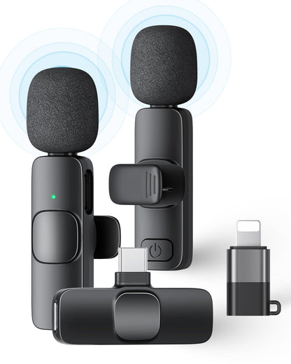 KUKIHO 2 Pack Mic-01 2.4GHz Wireless Lavalier Microphone USB Type-C Omnidirectional