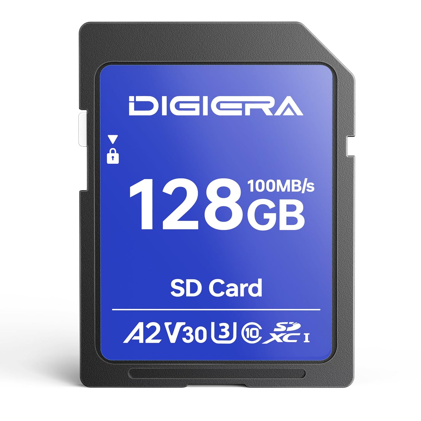 DIGIERA 128GB DGCS100 SDXC UHS-I Memory Card - Up to 100MB/s Read Speed, Class 10, U3, V30, Waterproof, Shockproof, Temperature Resistant