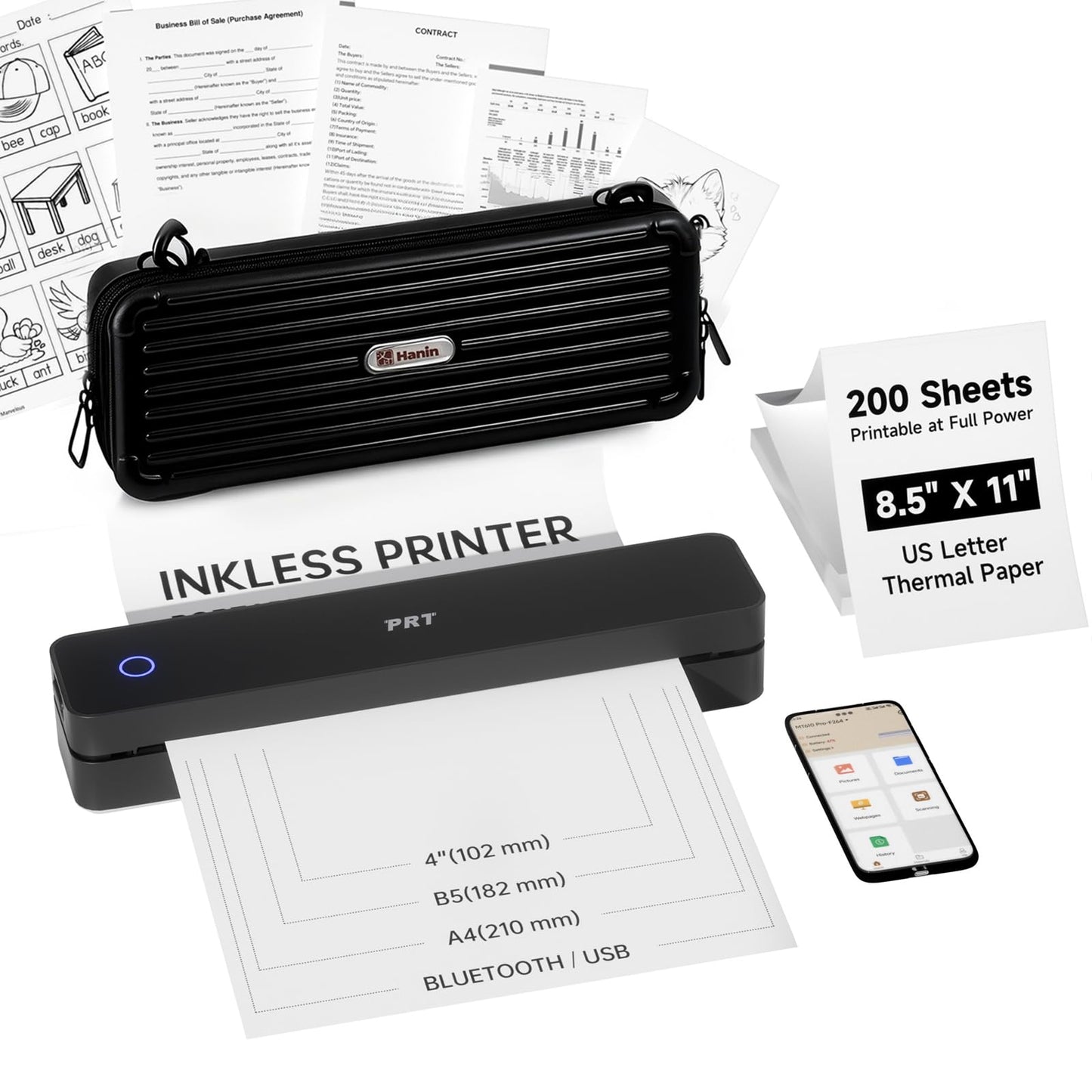 PRT 8.5x11 PRT-610PRO Monochrome Thermal Portable Printer