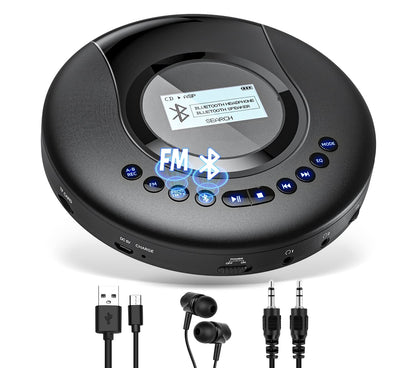 Arafuna 5.5" CD-521 Bluetooth CD Player with FM Transmitter and Anti-Skip Protection