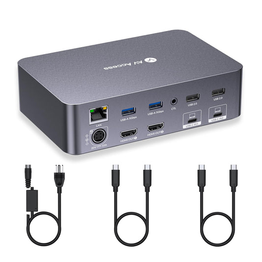 v AV Access iDock-C20-US KVM Switch 2 Monitors 4K@60Hz 120W USB-C Docking Station KVM