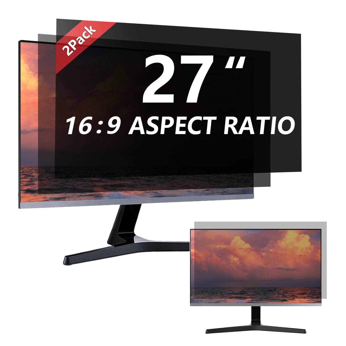 Halloive 27 Inch HH-TYFK27-2pack 16:9 Anti-Glare Privacy Screen Filter