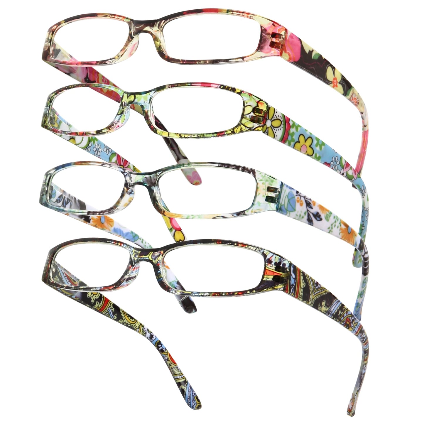 Gaoye 62mm 4 Count Blue Light Filtered Reading Glasses with Spring Hinges and Polycarbonate Frames