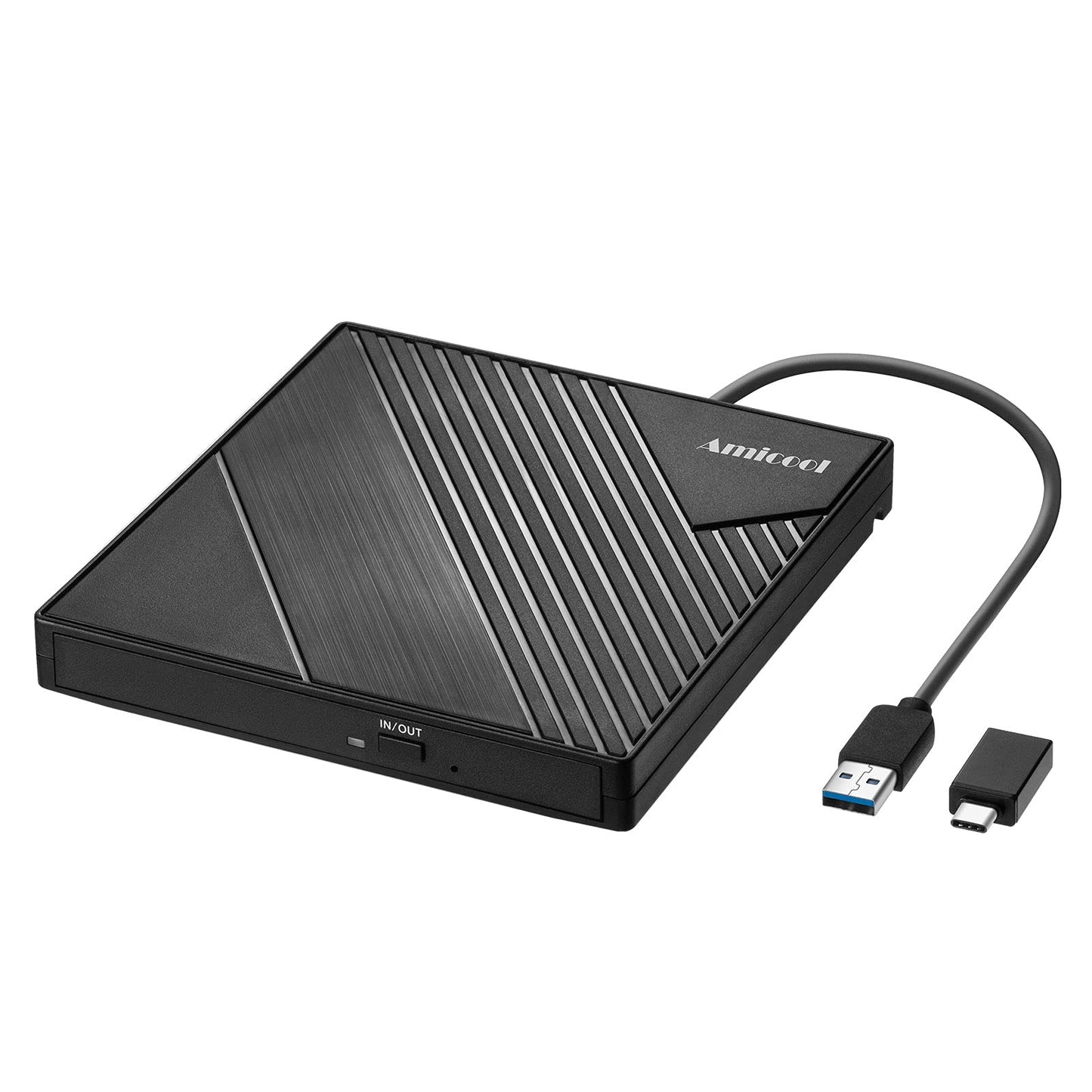 Amicool External DVD Drive Slim Portable USB 3.0 USB Type-C CD/DVD +/-RW Optical Drive Model A11